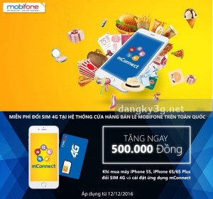 Đổi sim 4G cùng mConnect Mobifone nhận voucher 500.000đ