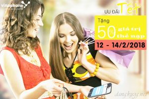 Vinaphone khuyến mãi 50% thẻ nạp từ 12 - 14/2/2018