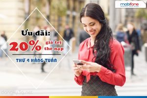 Mobifone khuyến mãi thẻ nạp 20% thứ 4 hằng tuần