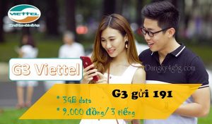 Đăng ký gói cước G3 mạng Viettel
