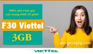 Đăng ký gói F30 của nhà mạng Viettel