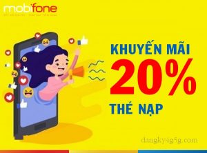 Mobifone khuyến mãi 20% thẻ nạp