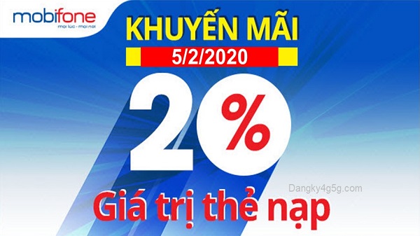 Mobifone khuyen mai 20% the nap