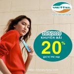 HOT: Viettel khuyến mãi 20% thẻ nạp toàn quốc ngày 20/5/2020
