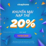 Vinaphone khuyến mãi tặng 20% thẻ nạp ngày vàng 14/8/2020