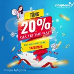 Vinaphone khuyến mãi 20% thẻ nạp toàn quốc ngày 18/8/2020