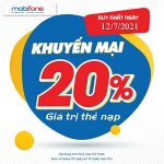 Mobifone khuyến mãi tặng 20% thẻ nạp ngày vàng 12/7/2021