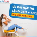Mobifone KM tặng 50% thẻ nạp và KM Data ngày 22/9/2021