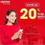 Viettel khuyến mãi 20% thẻ nạp toàn quốc ngày 20/9/2021