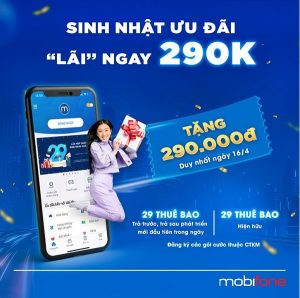 Tặng 290k mừng sinh nhật Mobifone