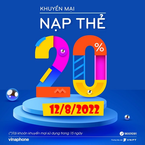Vinaphone khuyến mãi thẻ nạp ngày 12/8/2022